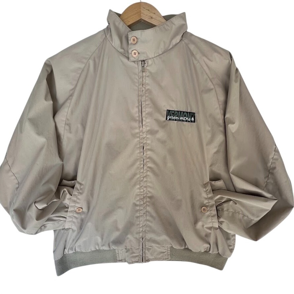 90s White Fir Harrington Jacket Mens L Tan Plaid Lined Vermont‎ Green Mountains